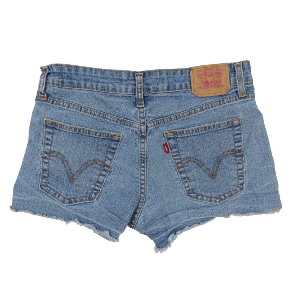 Y2K Vintage Levis Superlow Jean Shorts Frayed Denim Cut Off Micro Shorts 28"